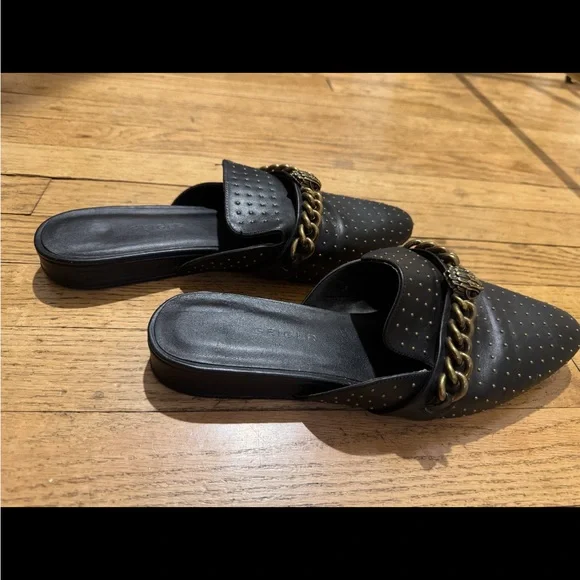 Kurt Geiger Black Mules with Gold Accents - Picture 4 of 4